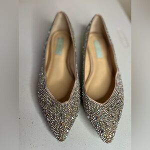 Blue by Betsey Johnson Women's Jude Ballet Flat 7.5  Sparkle Rhinestone Bling